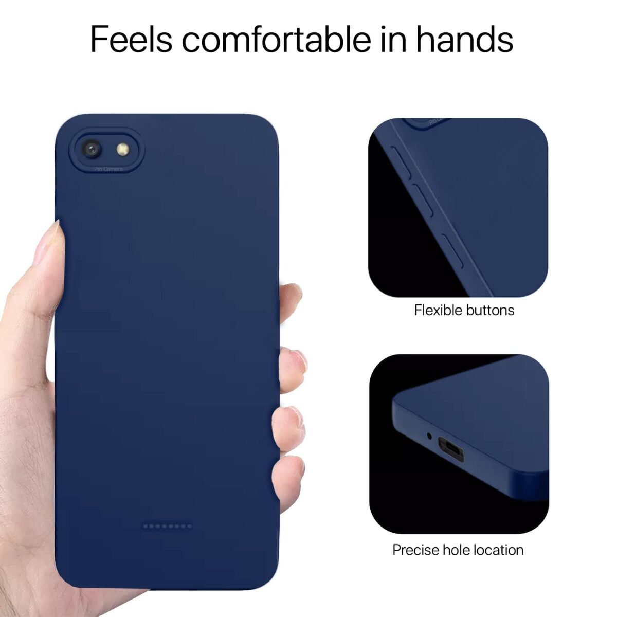 Mi Redmi 6A Back Cover Soft Matte Liquid Silicone TPU | Camera Protection | Shockproof Slim Back Case for Mi Redmi 6A (Blue)