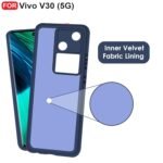 Vivo V30 (5G) Back Cover | Camera Bump Protection & Inner Velvet Fabric Lining | Ultra Slim Matte Soft Rubberised Case Cover (Blue)