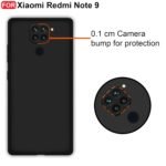 Redmi Note 9 Back Cover | Camera Bump Protection & Ultra Slim | Matte Soft Silicon Shock Proof Rubberised Back Case Cover (Black