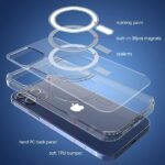 iPhone 15 Pro Cover, Compatible with MagSafe, Scratch-Resistant,Thin and Slim, Classic, Magnetic Back Case, Transparent Clear