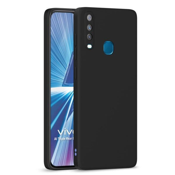 Vivo Y12 / Y15 / Y17 / U10 Back Cover Soft Matte Liquid Silicone TPU | Camera Protection | Shockproof Slim Back Case for Vivo Y12 / Y15 / Y17 / U10 (Black)