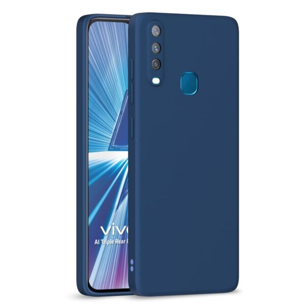 Vivo Y12 / Y15 / Y17 / U10 Back Cover Soft Matte Liquid Silicone TPU | Camera Protection | Shockproof Slim Back Case for Vivo Y12 / Y15 / Y17 / U10 (Blue)