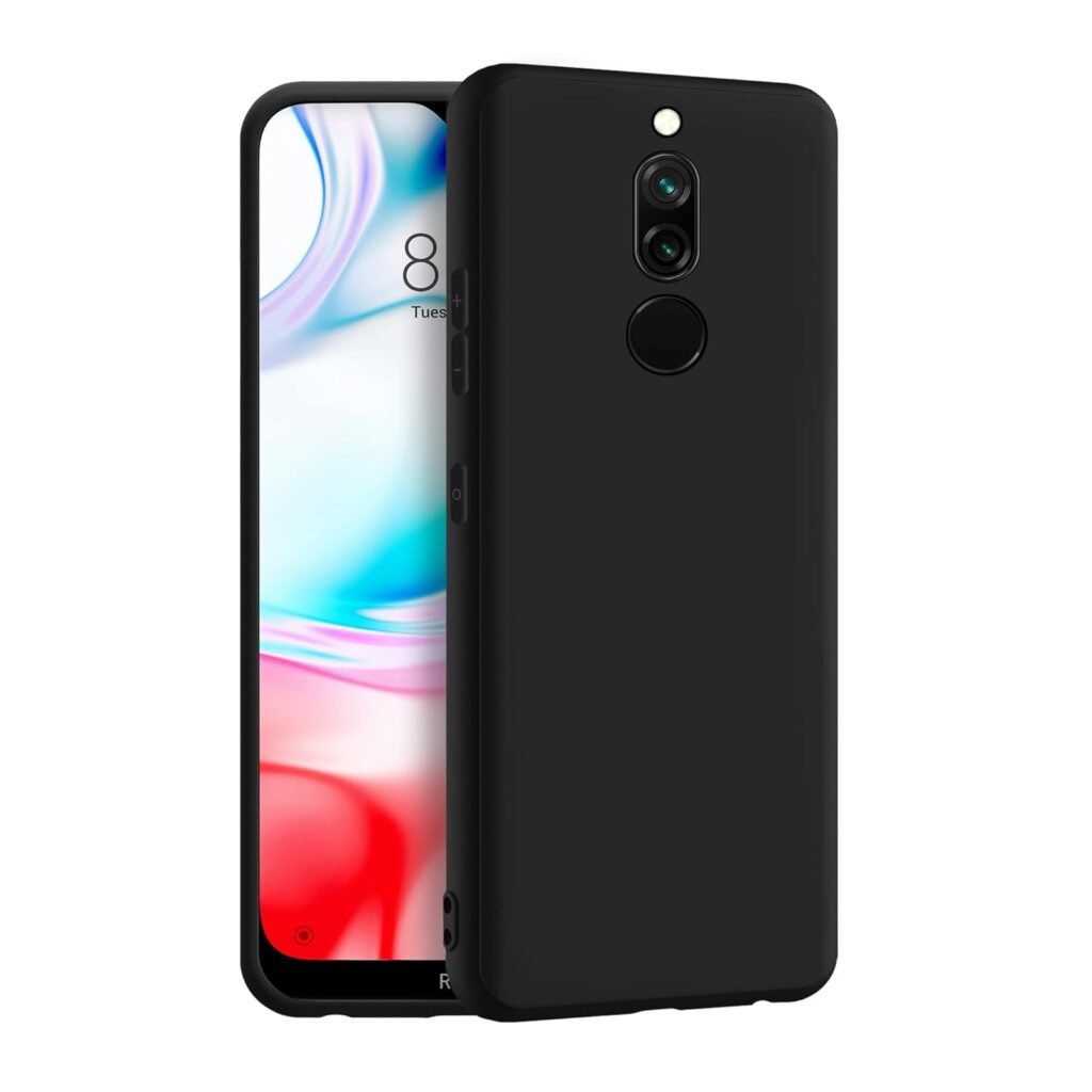 Redmi 8 Back Cover | Camera Bump Protection & Ultra Slim | Matte Soft Silicon Shock Proof Rubberised Back Case Cover (Black)