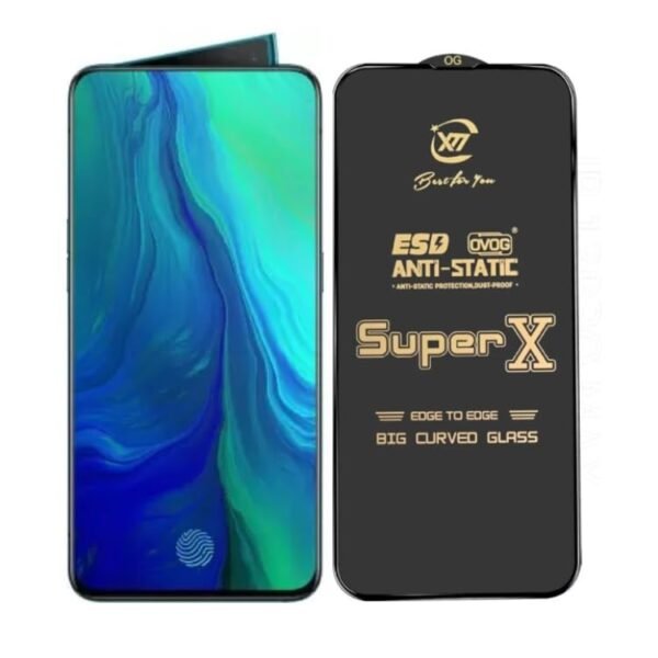 Premium Edge to Edge Super X Tempered Glass Screen Protector for Oppo Reno 10x Zoom - (Black) Pack of 2