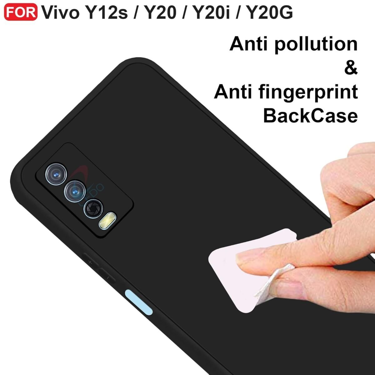 Vivo Y12s / Y20 / Y20i / Y20G Back Cover | Camera Bump Protection & Ultra Slim | Matte Soft Silicon Shock Proof Rubberised Back Case Cover (Black)