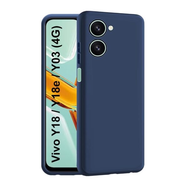 Vivo Y18 / Y18e / Y03 / Y28s (4G) Back Cover | Camera Bump Protection & Inner Velvet Fabric Lining | Ultra Slim Matte Soft Rubberised Case Cover (Blue)