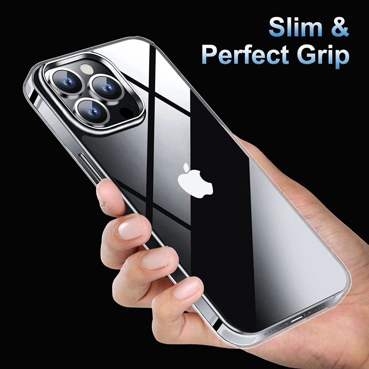 iPhone 13 Pro Case, [Never Yellowing] TPU + Transparent Hard Acrylic Back Case Slim Thin Cover (Transparent)