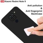 Redmi Note 9 Back Cover | Camera Bump Protection & Ultra Slim | Matte Soft Silicon Shock Proof Rubberised Back Case Cover (Black