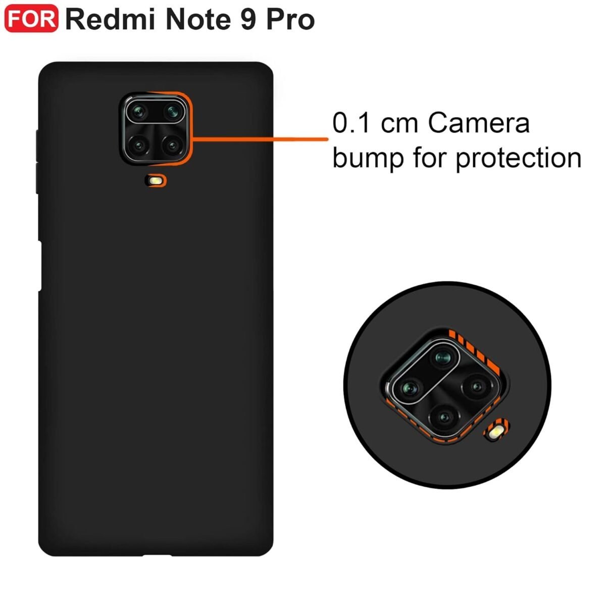 Redmi Note 9 Pro/Note 9 Pro Max/Note 10 Lite Back Cover | Camera Bump Protection & Ultra Slim | Matte Soft Silicon Shock Proof Rubberised Back Case Cover (Black)