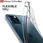 iPhone 12 Pro Max Clear Case | Soft Flexible Slim-Fit | Full Body 360 Protection Shock Proof TPU Back Cover (Transparent)