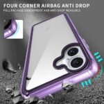 JBL Warrior Acrylic Clear Back Cover for Apple iPhone 16 Plus | Slim Shockproof [Military Grade Protection] Hybrid Bumper Case (Purple Sides)