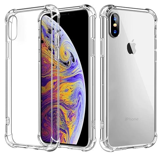 Hard Back Shock Proof Silicone Bumper Cover Case for Apple iPhone X/XS (Transparent)