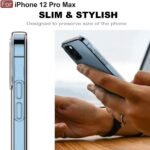 iPhone 12 Pro Max Clear Case | Soft Flexible Slim-Fit | Full Body 360 Protection Shock Proof TPU Back Cover (Transparent)