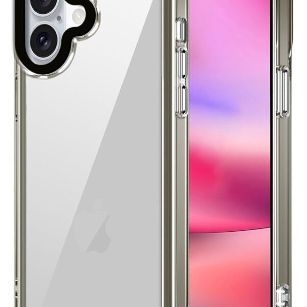 JBL Warrior Acrylic Clear Back Cover for Apple iPhone 16 Plus | Slim Shockproof [Military Grade Protection] Hybrid Bumper Case (Grey Sides)