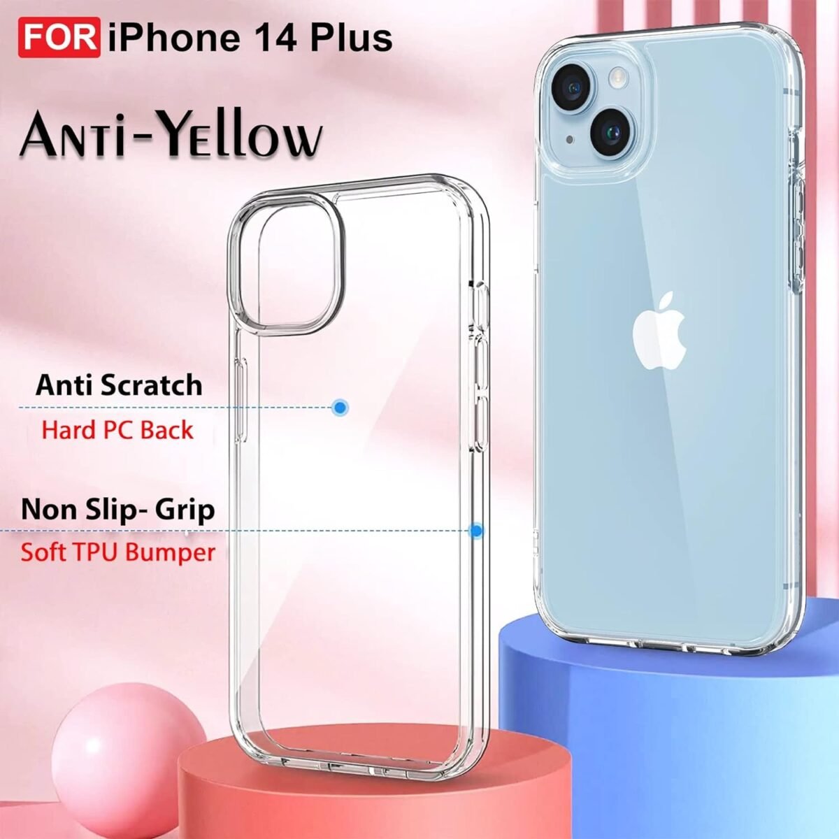 Case for iPhone 14 Plus Silicone Case Clear Transparent Shockproof Scratch Resistant Protective Phone Soft Silicone Slim Cover for iPhone 14 Plus (Transparent)