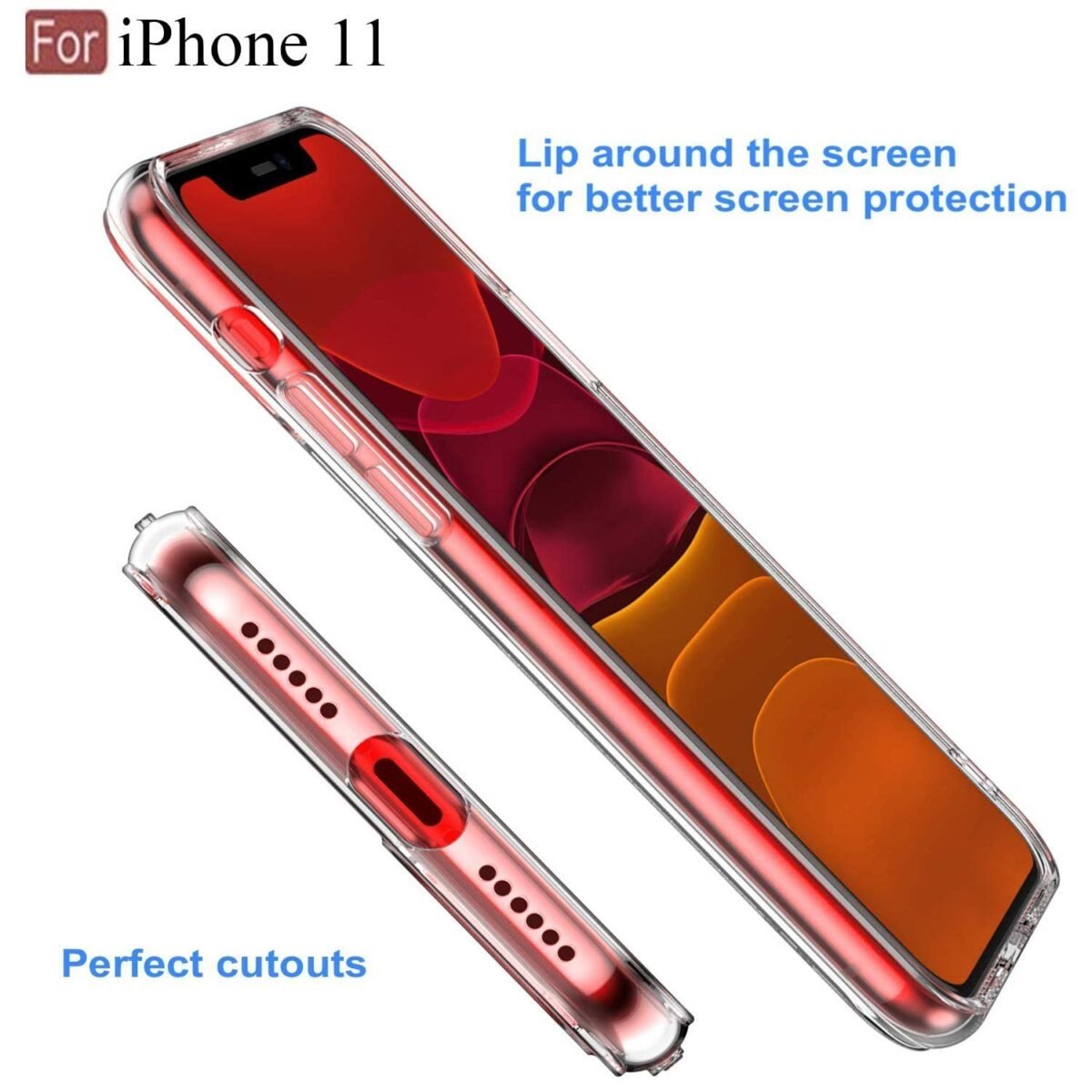 JBL Case for iPhone 11 Case Clear Transparent Shockproof Protective Phone Soft Silicone Slim Cover for iPhone 11 (Transparent)