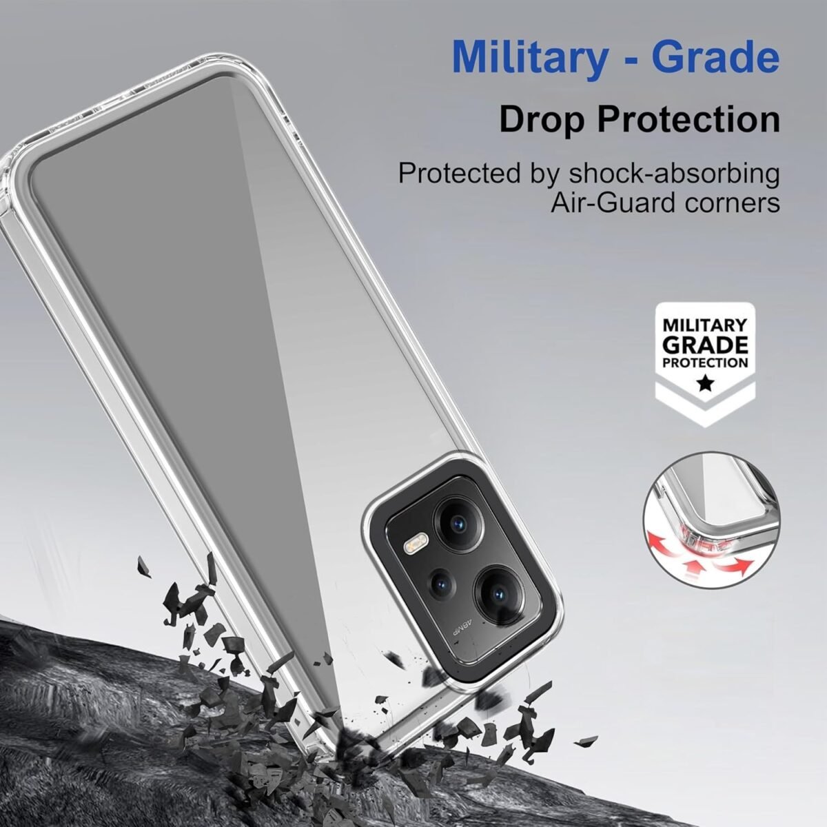 Back Case Cover for Mi Redmi Note 12 Pro 5G (TPU + PC_Transparent)