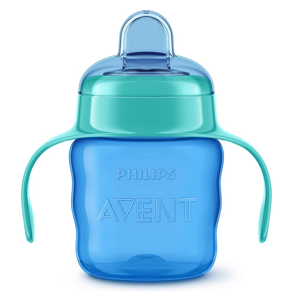 AVENT Philips Silicone Classic Spout Cup with Handle Green/Blue | 200ml (SCF551/05)