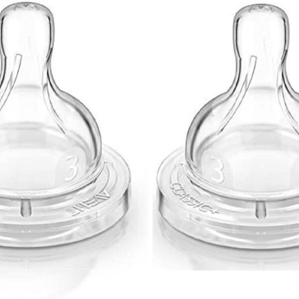 Philips AVENT BPA Free Classic Medium Flow Nipple, 2 counts | SCY763/02 | ‎3 Months+ (Pack of 2)