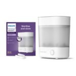 Philips Avent Sterilizer | Kills 99.9%* Germs in 10 mins Cycle with Natural Steam Sterilization I Stays Sterile Upto 24hrs* SCF291/00