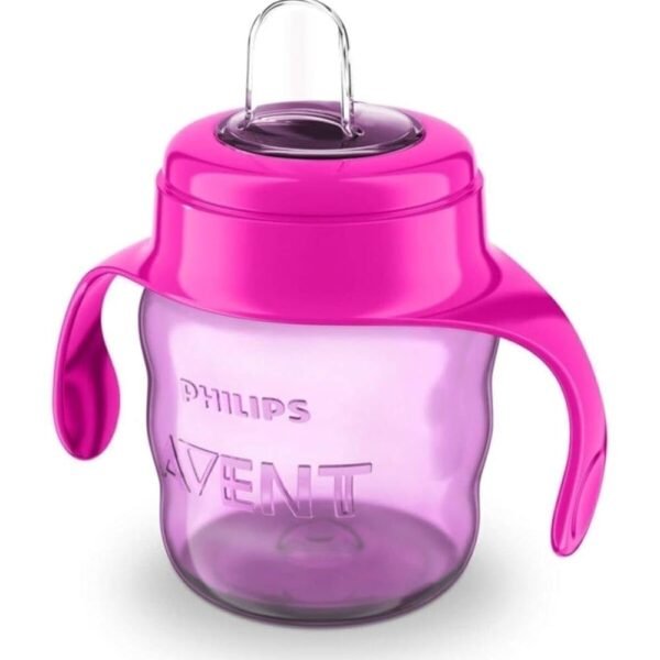 AVENT Philips Silicone Classic Spout Cup with Handle | Pink/Purple | 200ml (SCF551/03)