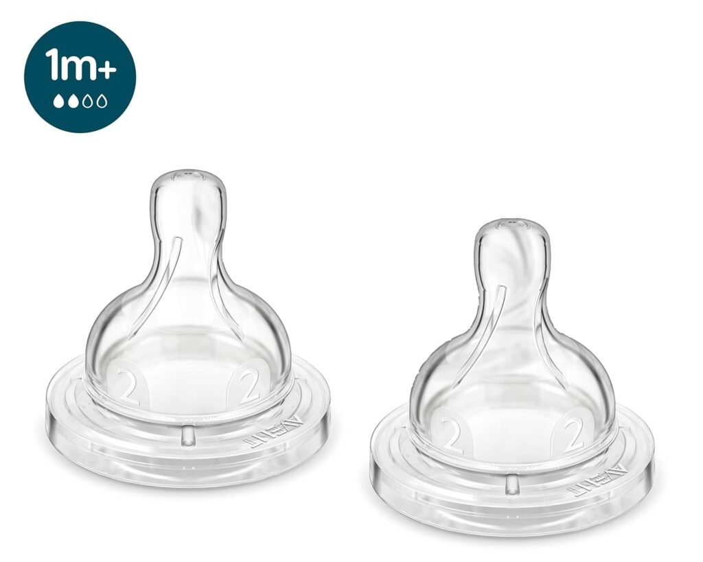 Philips Avent Anti-Colic Baby Bottle 1M+ Nipple by Fratelli,SCY762/02 (Pack of 2 Teats)