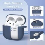 Apple AirPods 4 ​​​​​​​Case Cover with Keychain, Soft Skin Silicone Case Cover, Full Protective Case Cover (Blue)