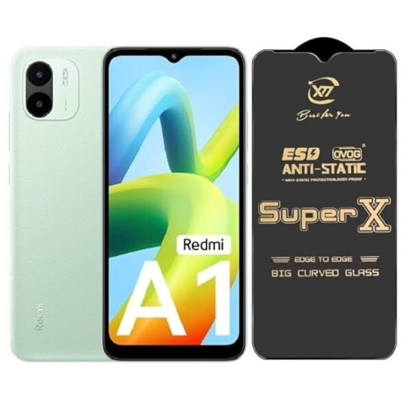 Super X Tempered Glass Screen Protector for Redmi A1 (Black) Pack of 2