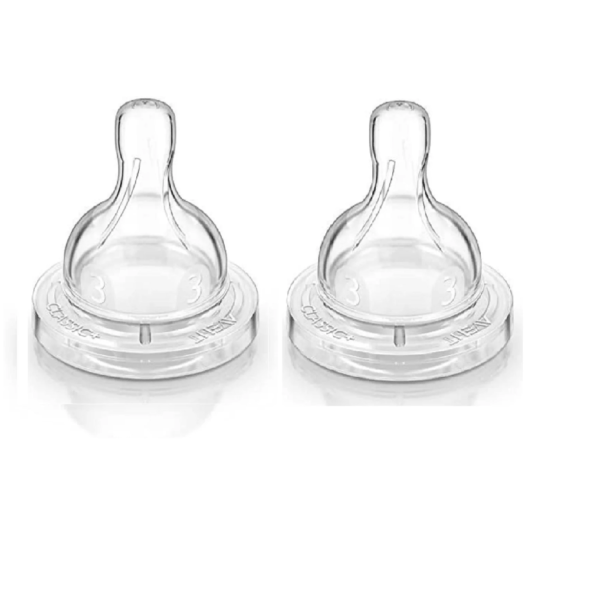 Philips AVENT BPA Free Classic Medium Flow Nipple, 2 counts | SCY763/02 | ‎3 Months+ (Pack of 2)