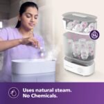 Philips Avent Sterilizer | Kills 99.9%* Germs in 10 mins Cycle with Natural Steam Sterilization I Stays Sterile Upto 24hrs* SCF291/00