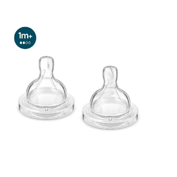 Philips Avent Anti-Colic Baby Bottle 1M+ Nipple by Fratelli,SCY762/02 (Pack of 2 Teats)