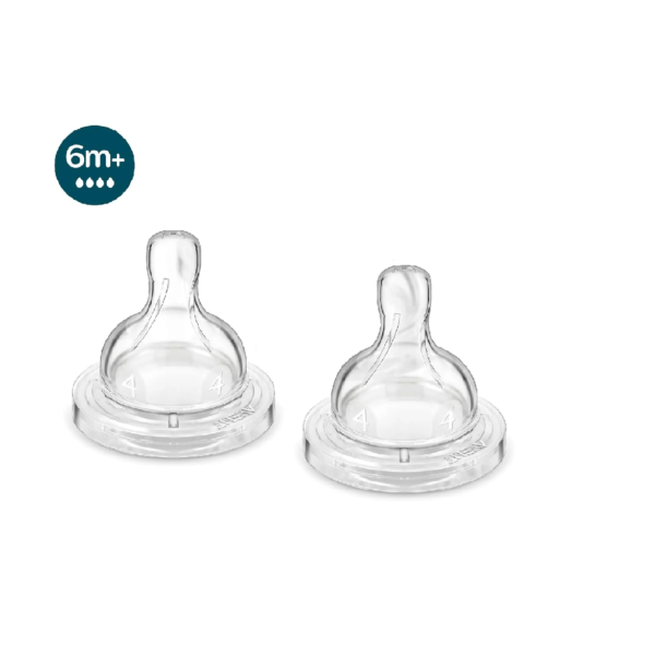 Philips Avent Anti-Colic Baby Bottle 6M+ Nipple by Fratelli,SCY764/02 (Pack of 2 Teats)