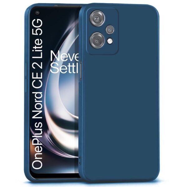 Soft Rubberised Back Cover | Inner Velvet Fabric Lining | Full Device & Camera Protection Back Case for 1+ OnePlus Nord CE 2 Lite 5G (Silicone | Matte Blue)