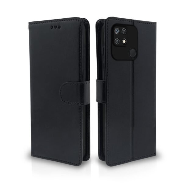 Mi Redmi 10/10 Power Flip Cover | PU Leather Finish | 360 Protection | Wallet & Stand | Strong Magnetic Flip Case for Mi Redmi 10/10 Power (Black)