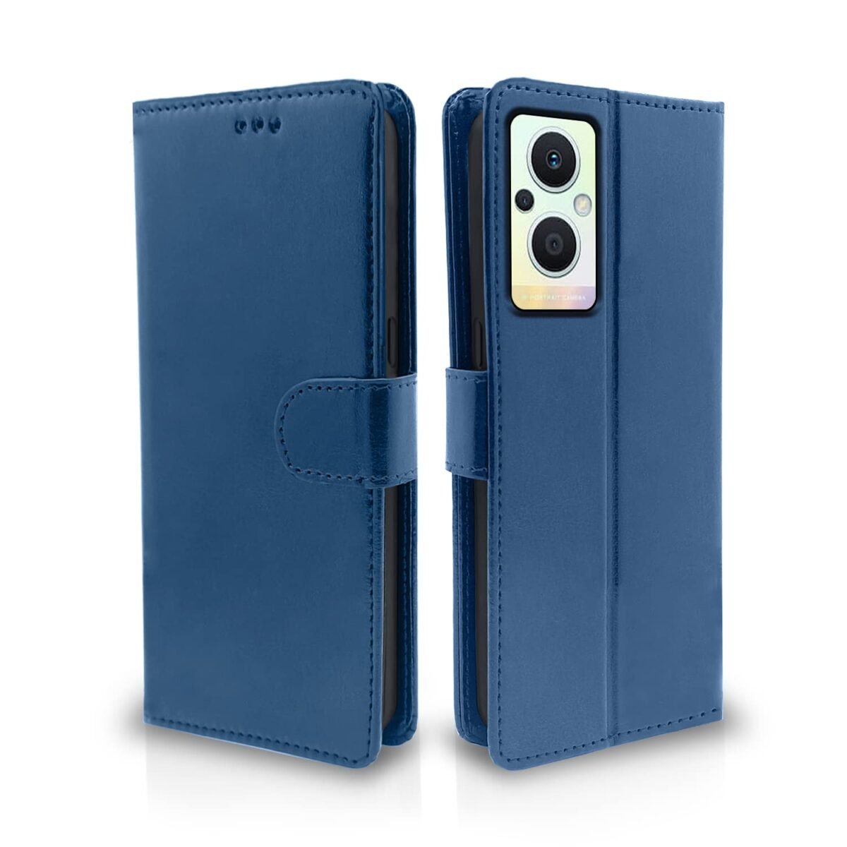 Oppo F21 Pro 5G / F21s Pro 5G Flip Case Leather Finish | Inside TPU with Card Pockets | Wallet Stand and Shock Proof | Magnetic Closing | Complete Protection Flip Cover (Blue)