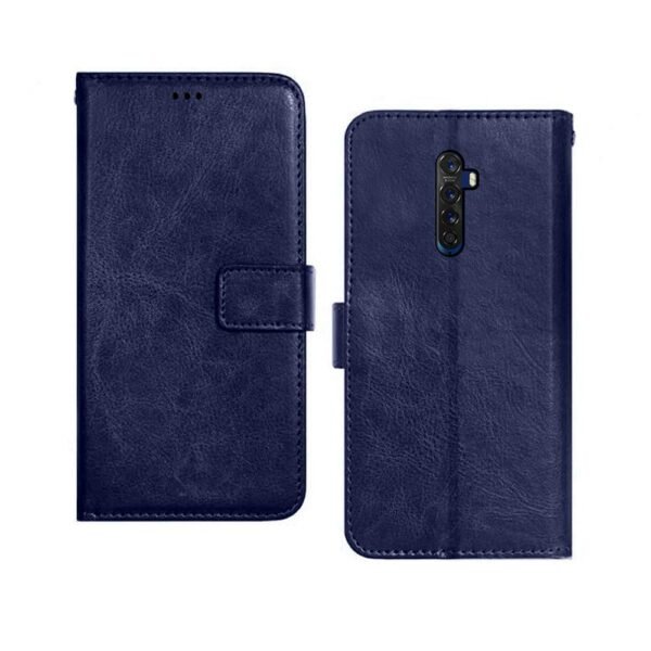 Oppo Reno 2 Flip Case | Premium Leather Finish | with Card Pockets | Wallet Stand |Complete Protection Flip Cover for Oppo Reno 2 - Blue