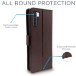 Flip Cover Leather Finish | Inside TPU with Card Pockets | Wallet Stand and Shock Proof | Complete Protection Flip Case for Oppo F15(Coffee)