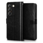 Shock Proof Flip Cover Back Case Cover for Vivo Y200e 5G | Vivo T3 5G (Flexible | Leather Finish | Card Pockets Wallet & Stand | Black)