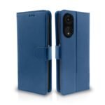 Oppo A78 5G Flip Cover Leather Finish | Inside TPU with Card Pockets | Wallet Stand and Shock Proof | Magnetic Closing | Complete Protection Flip Case (Blue)