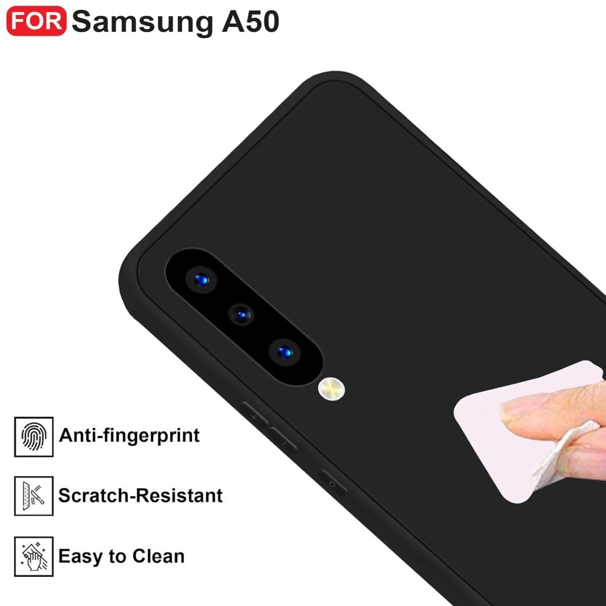 Samsung Galaxy A50 / A50s / A30s Back Cover | Camera Bump Protection & Ultra Slim | Matte Soft Silicon Shock Proof Rubberised Back Case Cover (Black)