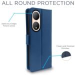 Vivo Y100 5G Flip Cover Leather Finish | Inside TPU with Card Pockets | Wallet Stand and Shock Proof | Complete Protection Flip Case (Blue)