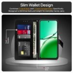 Shock Proof Flip Cover Back Case Cover for Oppo F27 5G (Flexible | Leather Finish | Card Pockets Wallet & Stand | Black)