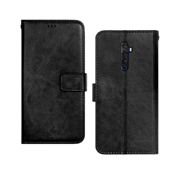 Oppo Reno 2 Flip Case | Premium Leather Finish | with Card Pockets | Wallet Stand |Complete Protection Flip Cover for Oppo Reno 2 - Black