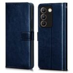 Shock Proof Flip Cover Back Case Cover for Vivo Y200e 5G | Vivo T3 5G (Flexible | Leather Finish | Card Pockets Wallet & Stand | Blue)