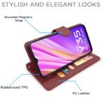 Vivo Y35 Flip Case Leather Finish | Inside TPU with Card Pockets | Wallet Stand and Shock Proof | Magnetic Closing | Complete Protection Flip Cover for Vivo Y35 (Brown)