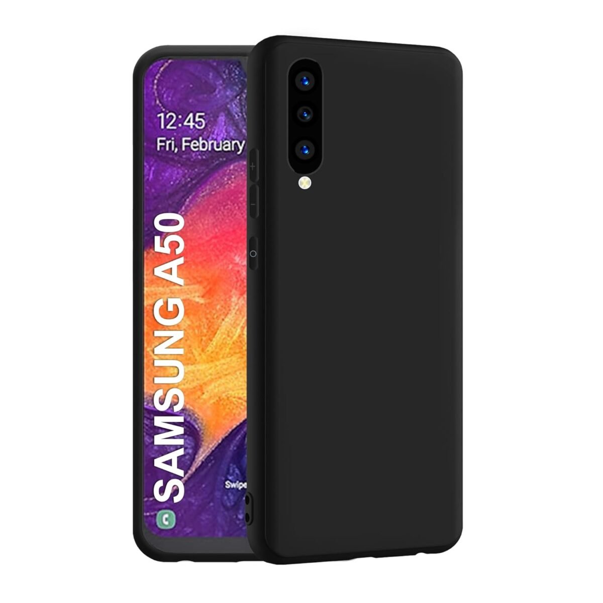 Samsung Galaxy A50 / A50s / A30s Back Cover | Camera Bump Protection & Ultra Slim | Matte Soft Silicon Shock Proof Rubberised Back Case Cover (Black)