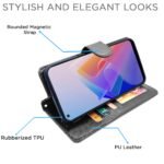 Oppo F21 Pro 5G Flip Case Leather Finish | Inside TPU with Card Pockets | Wallet Stand and Shock Proof | Magnetic Closing | Complete Protection Flip Cover (Black)