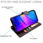 Redmi 7 / Y3 Flip Cover Leather Finish | Inside TPU with Card Pockets | Wallet Stand and Shock Proof | Complete Protection Flip Case (Coffee)