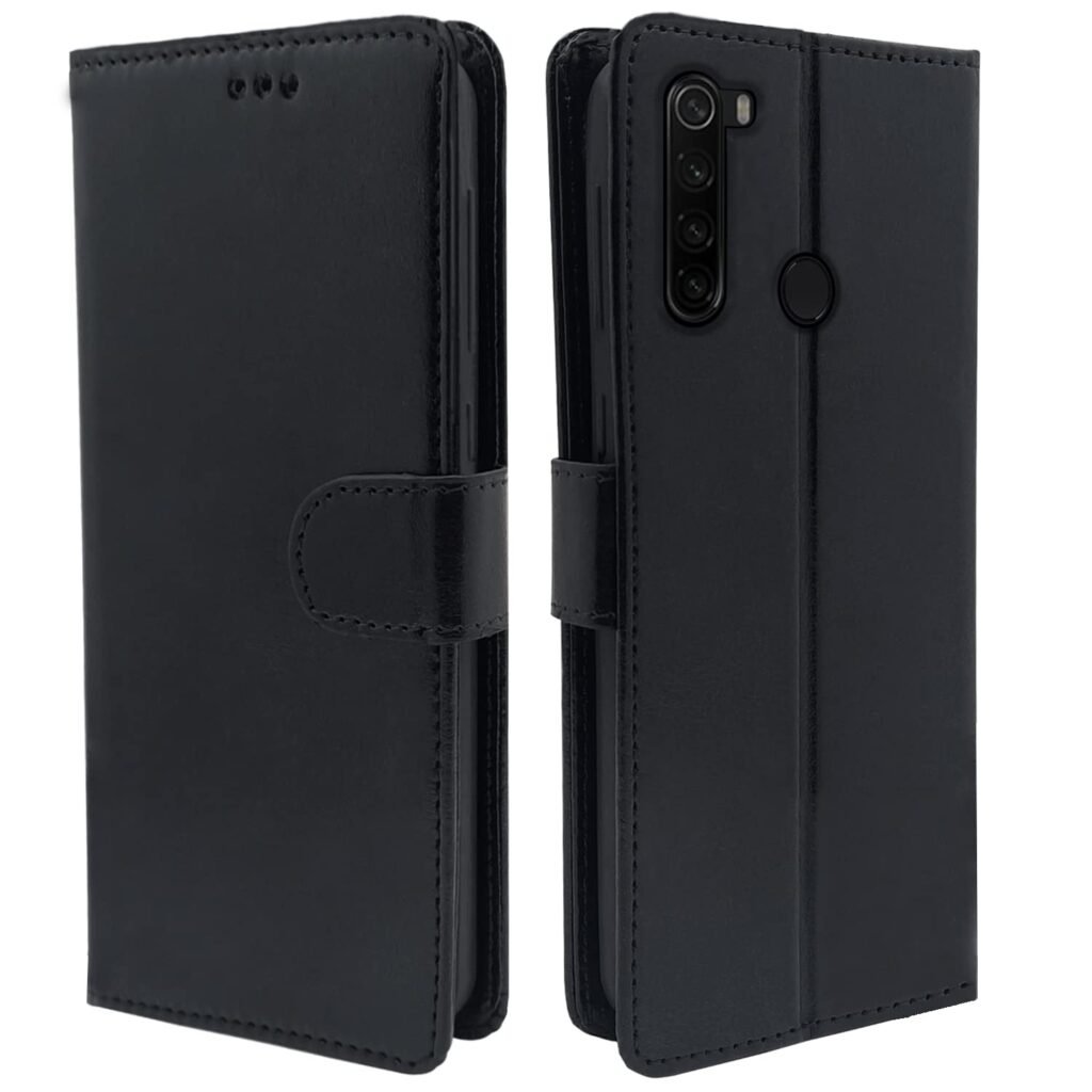 Redmi Note 8 Flip Cover Case | Leather Finish | Wallet Stand | Shock Proof | 360 Degree Complete Protection Flip Cover for Xiaomi Redmi Note 8 (Black)