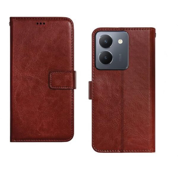 Vivo Y36 Flip Case | Premium Leather Finish Flip Cover | with Card Pockets | Wallet Stand |Complete Protection Flip Cover for Vivo Y36 - Brown